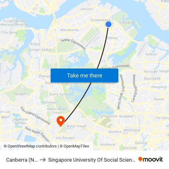 Canberra (Ns12) to Singapore University Of Social Sciences (Suss) map