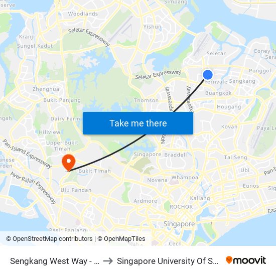 Sengkang West Way - Blk 461b (67999) to Singapore University Of Social Sciences (Suss) map