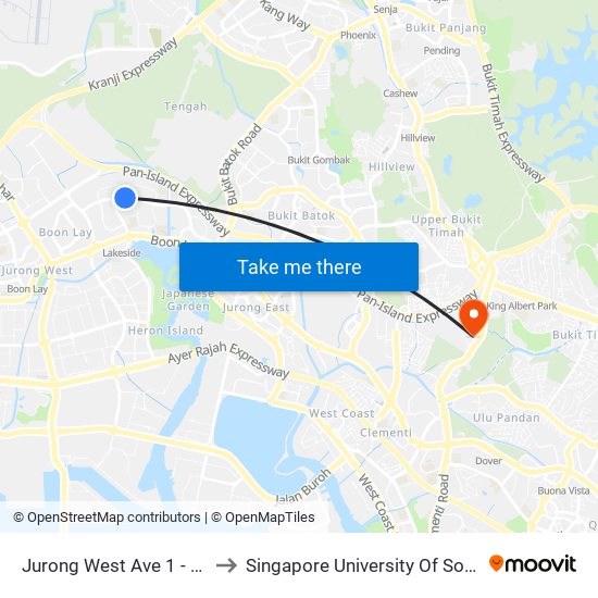 Jurong West Ave 1 - Blk 457 (28521) to Singapore University Of Social Sciences (Suss) map