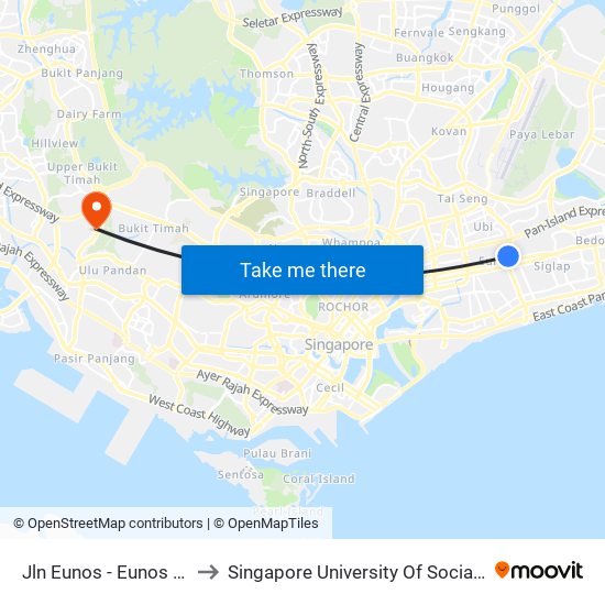 Jln Eunos - Eunos Stn (83101) to Singapore University Of Social Sciences (Suss) map