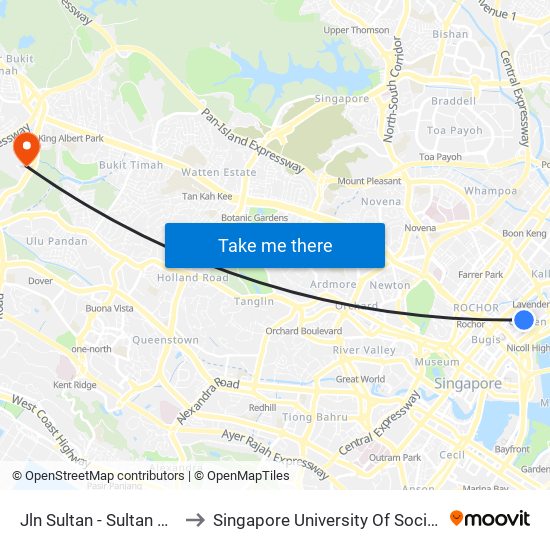 Jln Sultan - Sultan Plaza (01239) to Singapore University Of Social Sciences (Suss) map