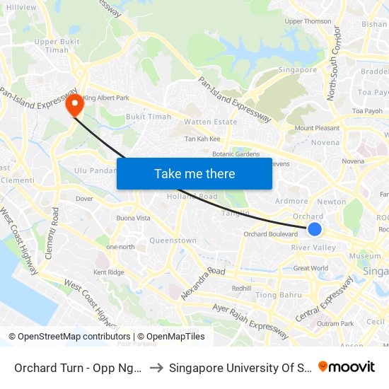 Orchard Turn - Opp Ngee Ann City (09011) to Singapore University Of Social Sciences (Suss) map