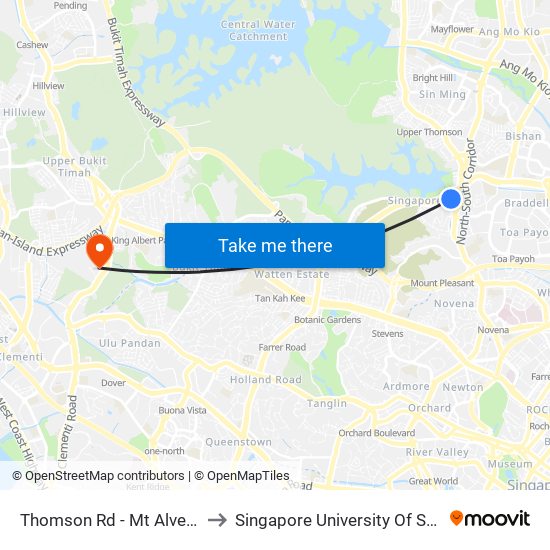 Thomson Rd - Mt Alvernia Hosp (51069) to Singapore University Of Social Sciences (Suss) map
