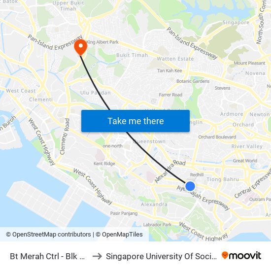 Bt Merah Ctrl - Blk 1003 (10659) to Singapore University Of Social Sciences (Suss) map