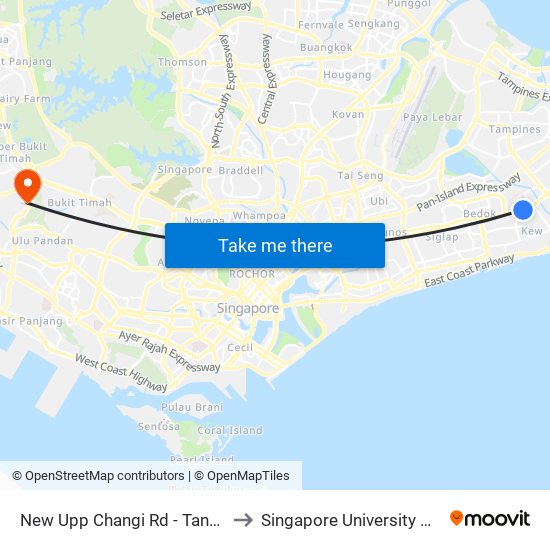 New Upp Changi Rd - Tanah Merah Stn Exit A (85099) to Singapore University Of Social Sciences (Suss) map