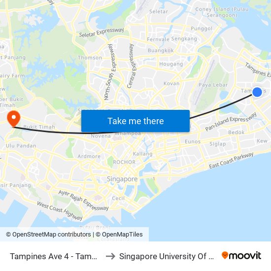 Tampines Ave 4 - Tampines Stn/Int (76141) to Singapore University Of Social Sciences (Suss) map