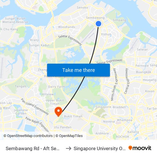 Sembawang Rd - Aft Sembawang Shop Ctr (58019) to Singapore University Of Social Sciences (Suss) map