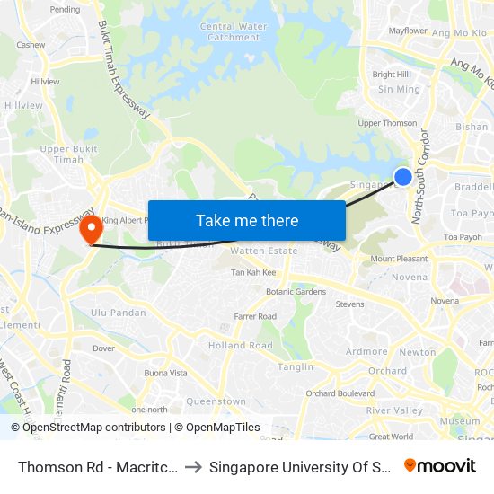 Thomson Rd - Macritchie Resvr (51071) to Singapore University Of Social Sciences (Suss) map