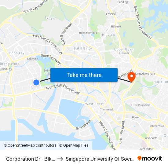 Corporation Dr - Blk 158 (21561) to Singapore University Of Social Sciences (Suss) map