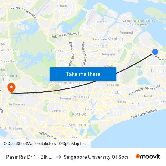 Pasir Ris Dr 1 - Blk 640 (77249) to Singapore University Of Social Sciences (Suss) map