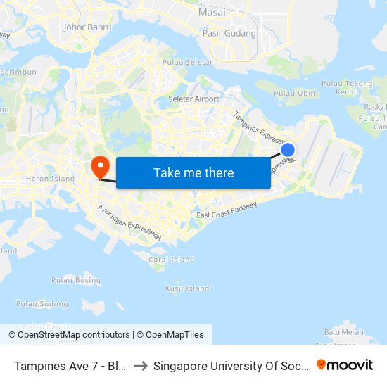 Tampines Ave 7 - Blk 370 (76249) to Singapore University Of Social Sciences (Suss) map
