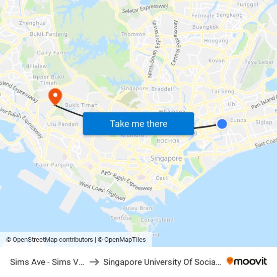 Sims Ave - Sims Ville (81051) to Singapore University Of Social Sciences (Suss) map