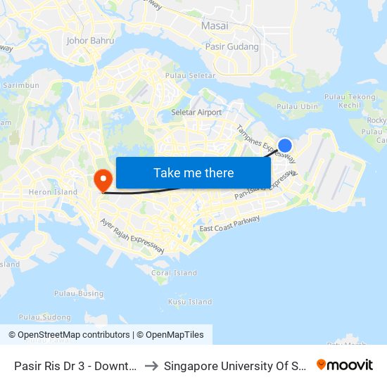 Pasir Ris Dr 3 - Downtown East (78109) to Singapore University Of Social Sciences (Suss) map