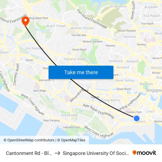 Cantonment Rd - Blk 1g (05519) to Singapore University Of Social Sciences (Suss) map