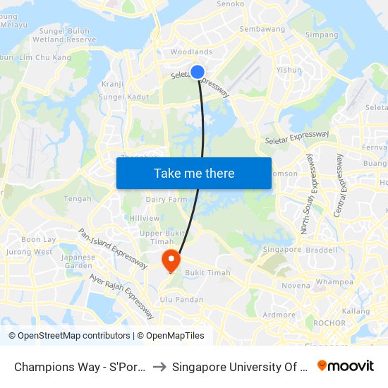 Champions Way - S'Pore Sports Sch (58449) to Singapore University Of Social Sciences (Suss) map