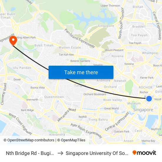 Nth Bridge Rd - Bugis Cube (01039) to Singapore University Of Social Sciences (Suss) map