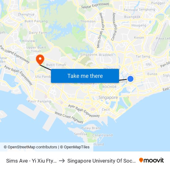 Sims Ave - Yi Xiu Fty Bldg (80071) to Singapore University Of Social Sciences (Suss) map