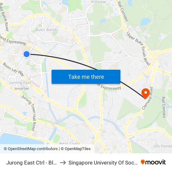 Jurong East Ctrl - Blk 241 (28621) to Singapore University Of Social Sciences (Suss) map