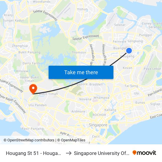 Hougang St 51 - Hougang G. Shop Mall (64441) to Singapore University Of Social Sciences (Suss) map