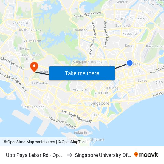 Upp Paya Lebar Rd - Opp Paya Lebar St (70309) to Singapore University Of Social Sciences (Suss) map