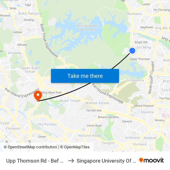 Upp Thomson Rd - Bef Windsor Pk Rd (53061) to Singapore University Of Social Sciences (Suss) map