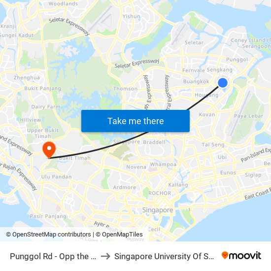 Punggol Rd - Opp the Rivervale (65011) to Singapore University Of Social Sciences (Suss) map