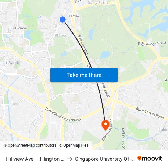 Hillview Ave - Hillington Green Condo (43268) to Singapore University Of Social Sciences (Suss) map