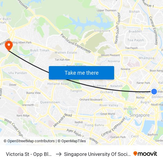 Victoria St - Opp Blk 461 (01211) to Singapore University Of Social Sciences (Suss) map