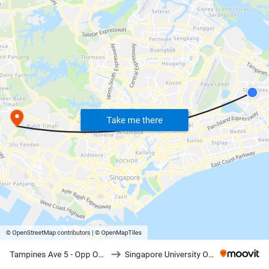 Tampines Ave 5 - Opp Our Tampines Hub (76059) to Singapore University Of Social Sciences (Suss) map