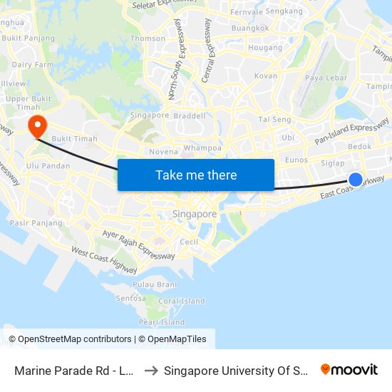 Marine Parade Rd - Laguna Pk (93039) to Singapore University Of Social Sciences (Suss) map