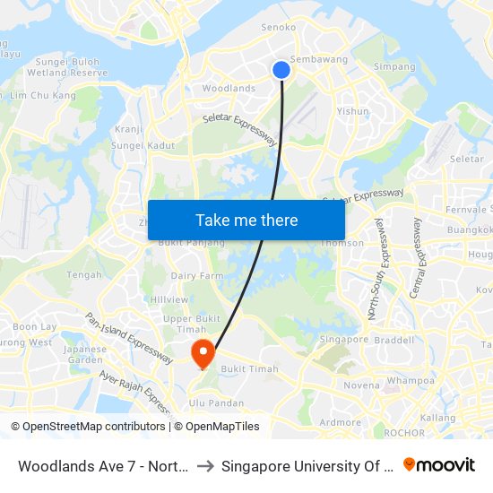 Woodlands Ave 7 - Northoaks Condo (47611) to Singapore University Of Social Sciences (Suss) map