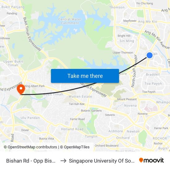 Bishan Rd - Opp Bishan Stn (53239) to Singapore University Of Social Sciences (Suss) map