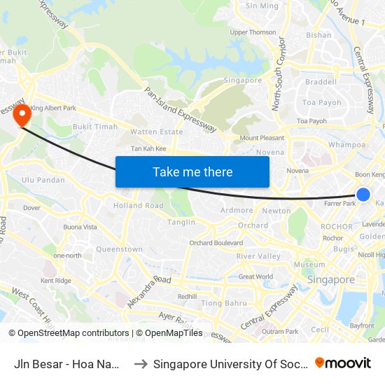 Jln Besar - Hoa Nam Bldg (07329) to Singapore University Of Social Sciences (Suss) map