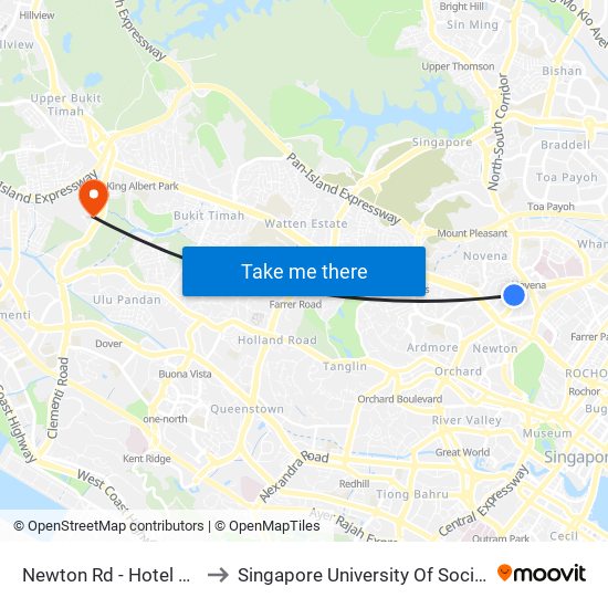 Newton Rd - Hotel Royal (50069) to Singapore University Of Social Sciences (Suss) map