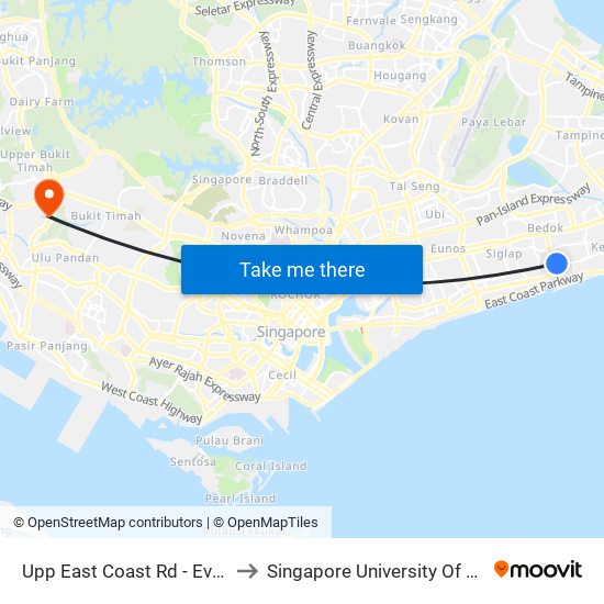 Upp East Coast Rd - Evergreen Gdn (94011) to Singapore University Of Social Sciences (Suss) map