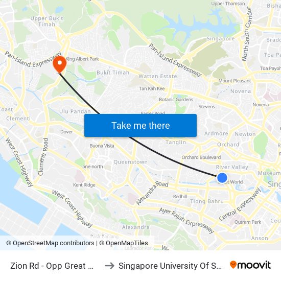 Zion Rd - Opp Great World City (13121) to Singapore University Of Social Sciences (Suss) map