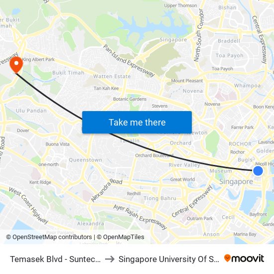 Temasek Blvd - Suntec Twr Three (02149) to Singapore University Of Social Sciences (Suss) map