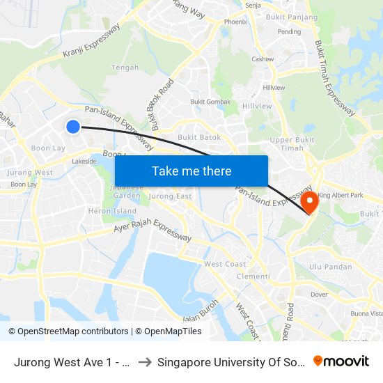 Jurong West Ave 1 - Blk 454 (28409) to Singapore University Of Social Sciences (Suss) map