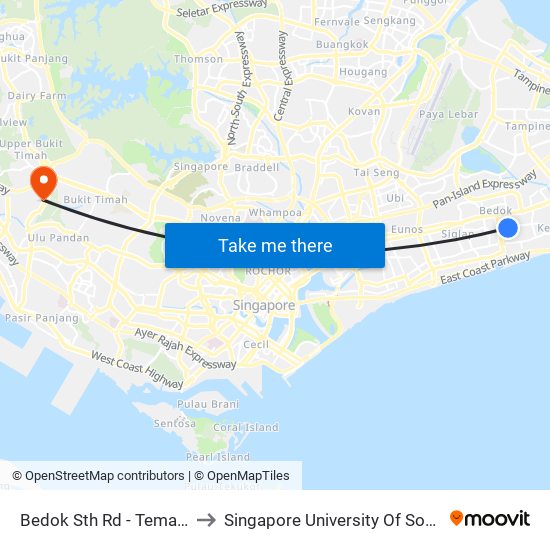 Bedok Sth Rd - Temasek Jc (84111) to Singapore University Of Social Sciences (Suss) map