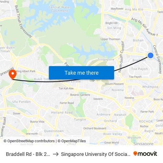 Braddell Rd - Blk 219 (52059) to Singapore University Of Social Sciences (Suss) map
