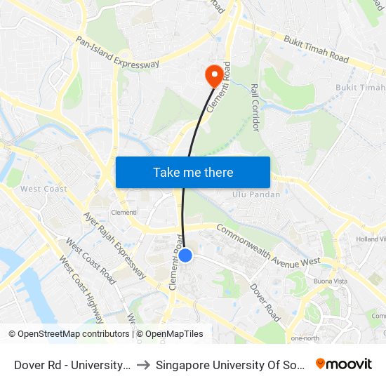 Dover Rd - University Town (19059) to Singapore University Of Social Sciences (Suss) map