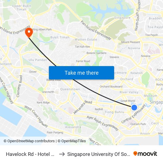 Havelock Rd - Hotel Miramar (06151) to Singapore University Of Social Sciences (Suss) map