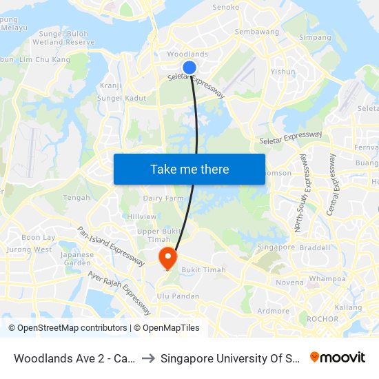 Woodlands Ave 2 - Casablanca (46229) to Singapore University Of Social Sciences (Suss) map