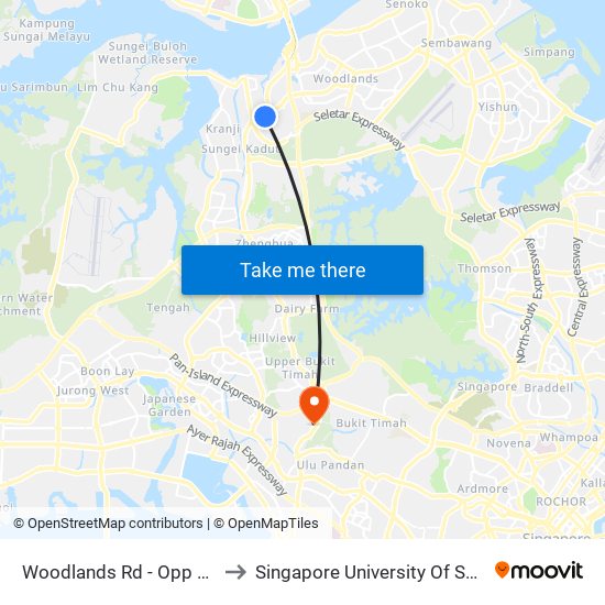 Woodlands Rd - Opp Kranji Stn (45131) to Singapore University Of Social Sciences (Suss) map