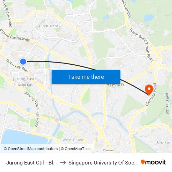 Jurong East Ctrl - Blk 207 (28319) to Singapore University Of Social Sciences (Suss) map