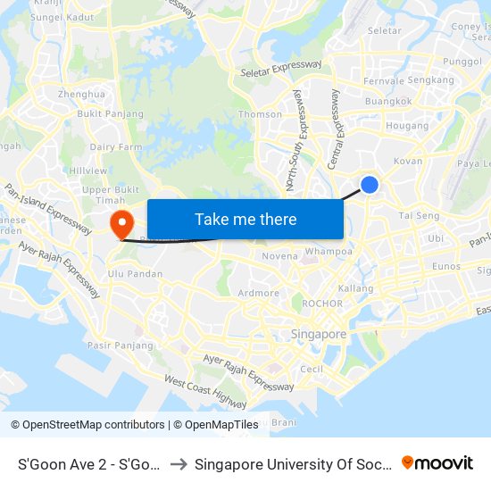 S'Goon Ave 2 - S'Goon Int (66009) to Singapore University Of Social Sciences (Suss) map