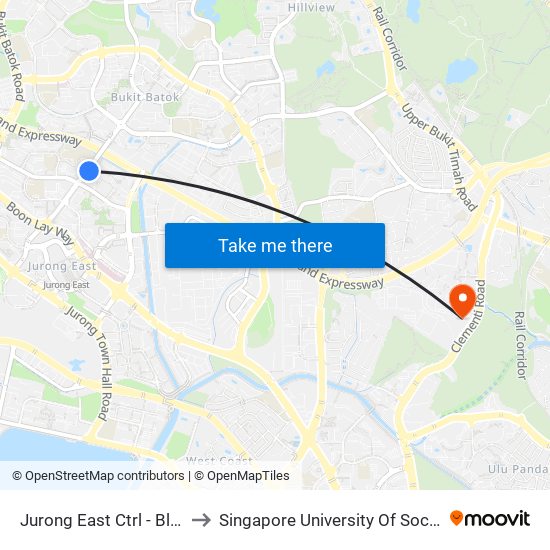 Jurong East Ctrl - Blk 266 (28629) to Singapore University Of Social Sciences (Suss) map