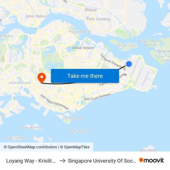 Loyang Way - Krislite Bldg (98121) to Singapore University Of Social Sciences (Suss) map