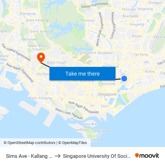 Sims Ave - Kallang Stn (80031) to Singapore University Of Social Sciences (Suss) map