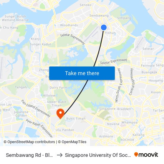 Sembawang Rd - Blk 114 (57129) to Singapore University Of Social Sciences (Suss) map